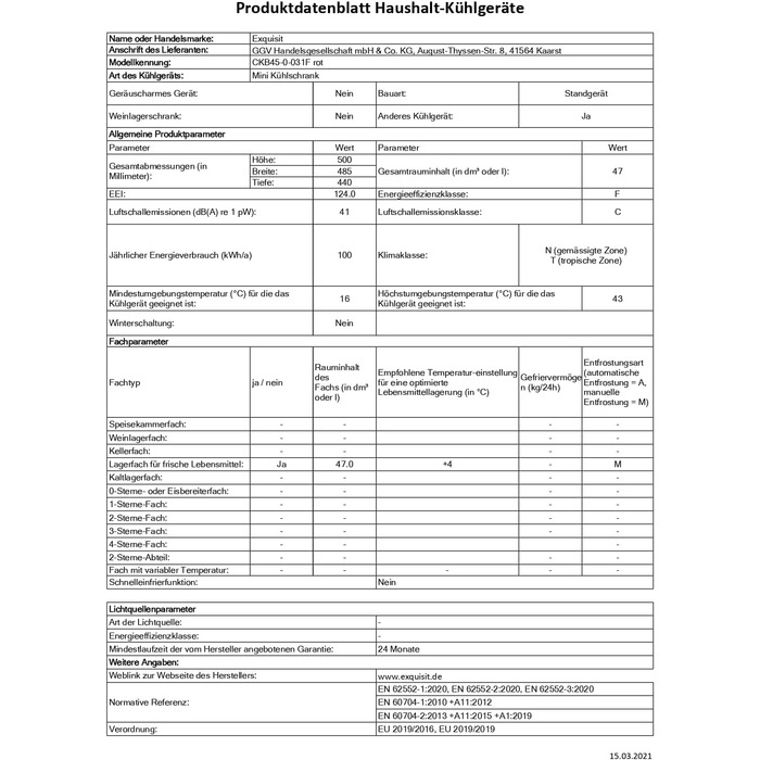 Exquisit Mini Холодильник CKB45-0-031F білий | Компактний холодильник 47 л | Холодильник для готелю | Холодильник без морозильної камери | Ретро холодильник Exquisit білий