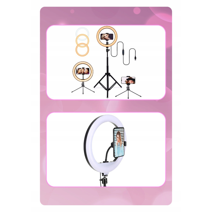 Кільцева LED-лампа 80 Вт, 30 см: з пультом та штативом 210 см для макіяжу та селфі