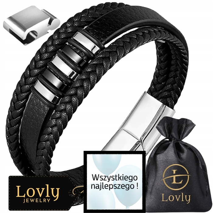 Чоловічий шкіряний браслет Premium: елегантний стиль, чорна сталь 316L