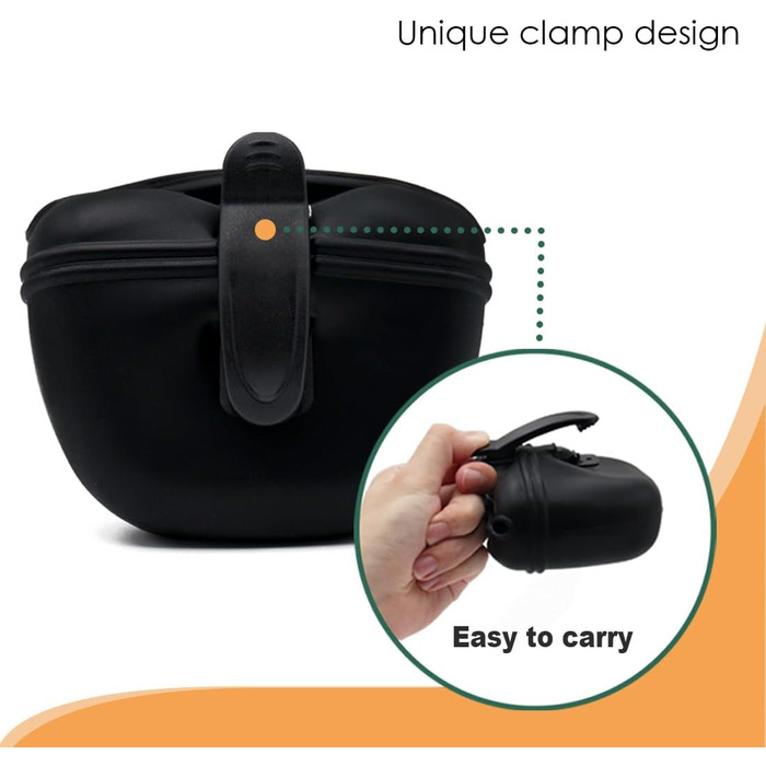 Силіконові мішечки для корму собак, з магнітною застібкою, для прогулянок та тренувань на вулиці (1 шт, чорний)