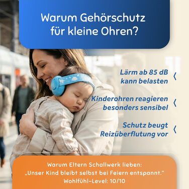 Schallwerk Mini+ - Навушники-захисники для малюків - високоякісні навушники для захисту від шуму для дітей - захист слуху для дітей, захист слуху для немовлят, навушники-захисники для немовлят, захист від шуму, небесно-блакитний