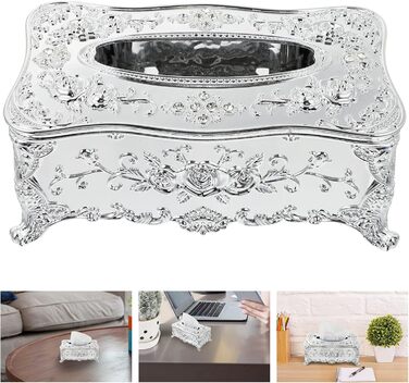 WINOMO 1 Pcs Tissue Box, Tissue Box, Pocket Tissue Box, Retro Tissue Box, Cosmetic Tissue Box, Wet Wipe Box, Tissue Box Dispenser for Office, Kitchen, Living Room, Bedroom, Desk, Silver 1