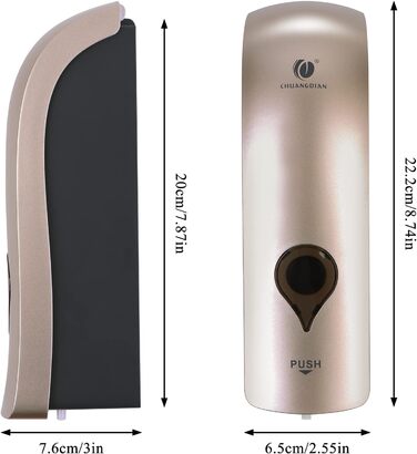 Настінний диспенсер для мила без свердління, 300 мл, ручний дозатор для гелю для душу/шампуню/дезінфікуючого засобу, дозатор для миючого засобу для душу, чорний/білий/золотий (шампань)