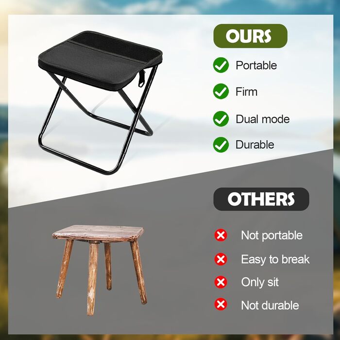 Складаний стільчик-підсвічник для кемпінгу та відпочинку на природі (чорний)