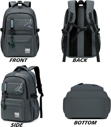 Шкільний рюкзак для підлітків та дітей: рюкзак для школи, 8-14 років, великий, для початкової та середньої школи (темно-сірий)