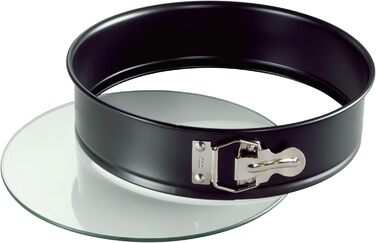 Original Kaiser Inspiration Springform with Glass Base 28 cm Round, Cake Pan with Lifting Base, Leak-Proof Cake Pan, Non-Stick Coated, Cut-Resistant, Ready to Serve, Black