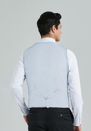 Жилет чоловічий HISDERN формальний елегантний, бавовна, однотонний V-подібний виріз з кишенями, для весілля, вечірки, бізнесу, сірий, XL