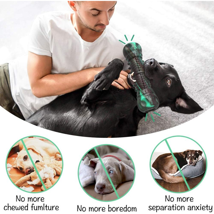 HETOO Dog Toy, Indestructible, Robust, Squeaky, Chew Toy for Aggressive Chewers, Large and Medium Dog Breeds, Dental Care