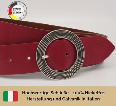 Жіночий шкіряний ремінь AnnaMatoni 4 см, Німеччина - вічний дизайн, натуральна шкіра, нікелева пряжка, червоний колір