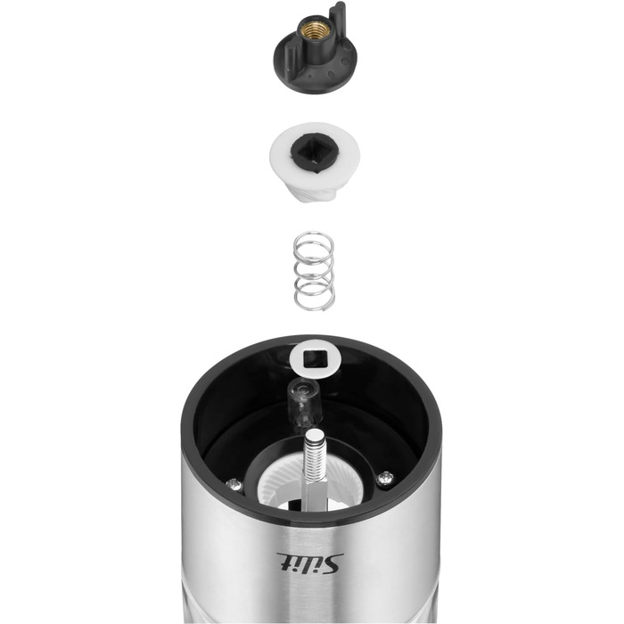 Silit Electric Grinder Set, 2-piece, 23 cm, Electric Salt and Pepper Grinder, Unfilled, Spice Grinders, Grinder for Salt, Pepper, Chili Peppers, Ceramic Grinder, Stainless Steel, Acrylic Glass