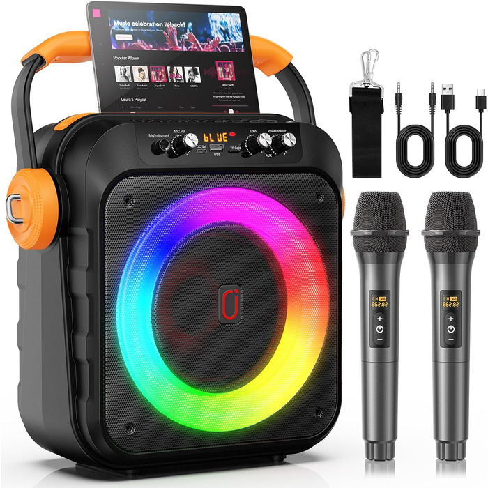 Караоке машина JYX MS80 з 2 мікрофонами, Bluetooth, LED-підсвітка