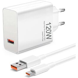 Зарядний пристрій 120W для Xiaomi 15/14T/13T/12T/11T Pro/Ultra, Redmi Note 14/13/12 Pro+ 5G з кабелем USB-C 2м
