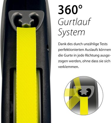 Flexi Giant Professional L: 10 м, повід для великих собак до 50 кг, чорний/неоновий жовтий