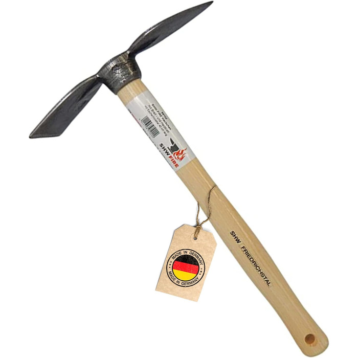 Hand hoe, sturdy forged hoe for the garden, wide and heart-shaped blade, 40cm short ergonomic handle from SHW-FIRE