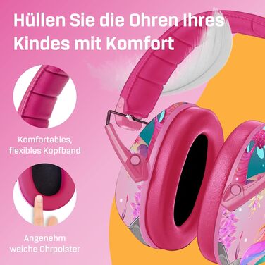 Навушники для дітей Vanderfields Premium – шумозахисні, 34.4 dB, 3-12 років, зелені (Unicorn Fantasy)