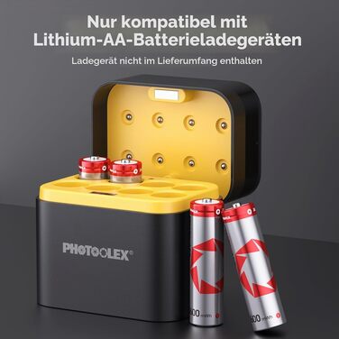 Акумулятори PHOTOOLEX AA Li-ion 1.5V 3000 mWh, комплект 8 шт. з кейсом для зберігання та зарядки