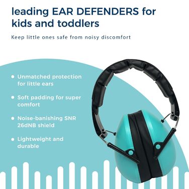 Банд захист для вух для дівчаток та хлопчиків від 2 років - навушники для шумозахисту та зменшення шуму - м'які та регульовані - Лагуна Блакитний