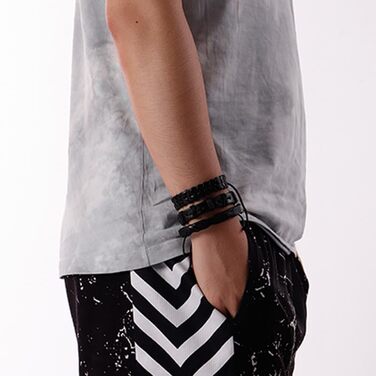 Чоловічий шкіряний браслет MILAKOO, набір браслетів та манжет для жінок та чоловіків (чорний)