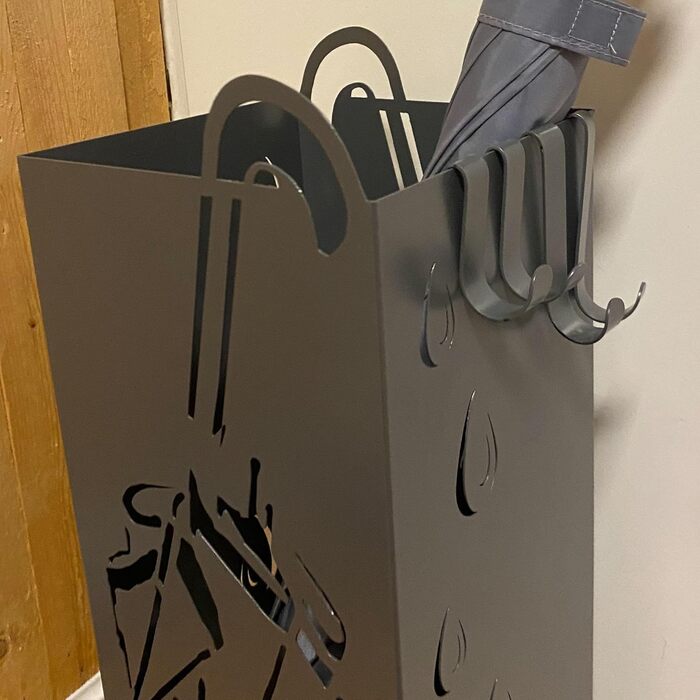 Сумка для парасоль - підставка для парасоль з піддоном для води, 4 гачки, 16x16x49 см (Сірий)