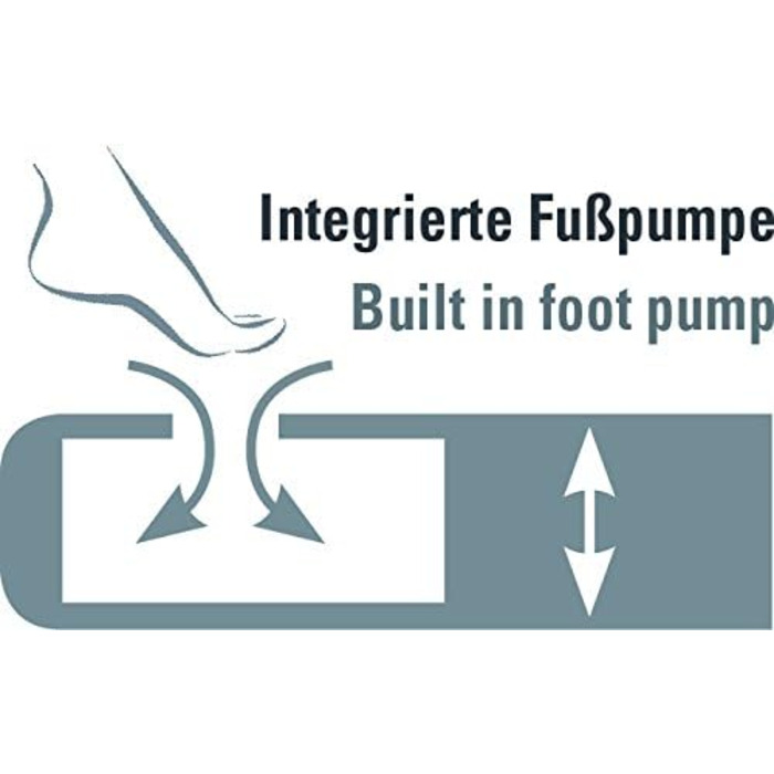 Надувний матрац High Peak 40043, XXL 195x75x20 см, двосторонній, з інтегрованою помпою, антиковзаюча поверхня, для дому та відпочинку на природі, сірий/блакитний