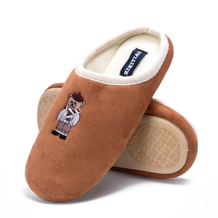 Жіночі халапи з бавовни з закритим носком - Зручна антиковзна підошва, дихаючі для дому, Колір: Коричневий, Розмір: 40/41 EU