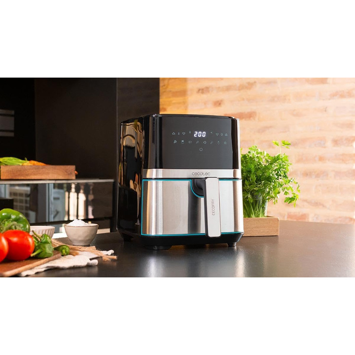 Аерофритюрниця Cecotec Cecofry Full Inox 5500 Pro, 5.5 л, 1700 Вт, цифрова безмасляна фритюрниця з корпусом із нержавіючої сталі та 8 режимами приготування