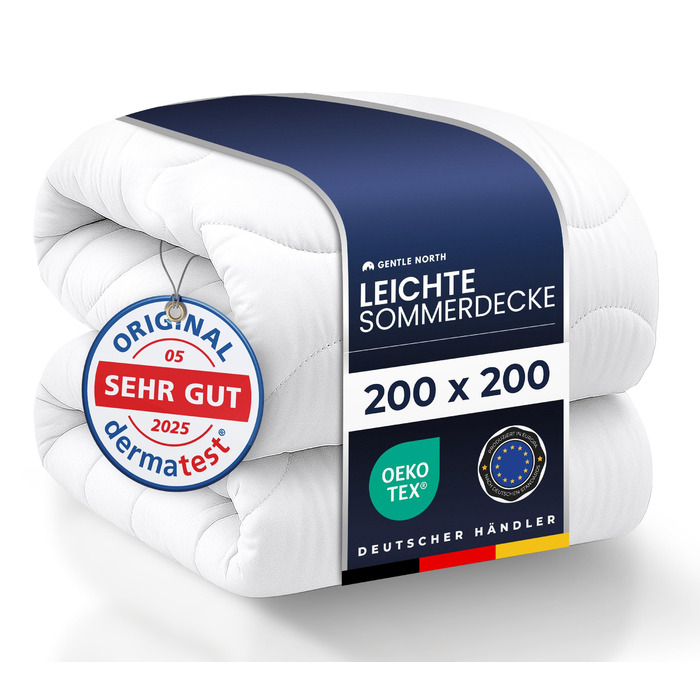 Пухова ковдра Gentle North 155x220/200x200 - для алергіків, м'яка, пухнаста, легкою літньою ковдрою, 60°C