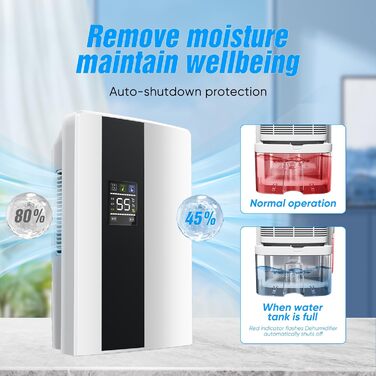 Електричний осушувач повітря 2-в-1 з очищувачем, тихий для дому, LED-дисплей, інтелектуальне керування вологістю, таймер 24 год, пульт ДУ