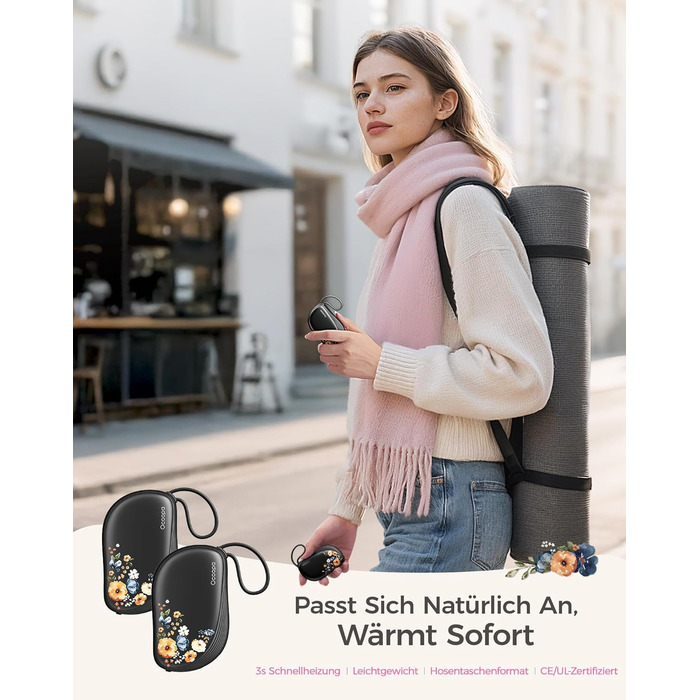 Електричні грілки для рук OCOOPA 2 шт., багаторазові, 4000mAh, подарунок на Новий рік, 1,5 см, в рукавички, зимові аксесуари, Ocoopa x UT5 Wiesengeflüster (Кількісний випуск)