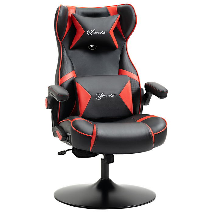 Vinsetto Adjustable Gaming Chair with Rocking Function, Ergonomic, Speakers, Lumbar and Headrest Support, Faux Leather
