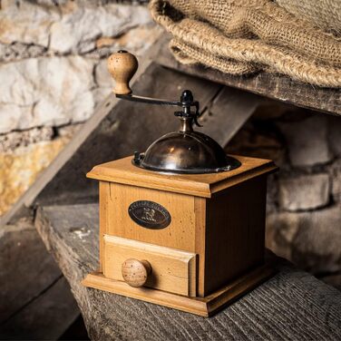 Кавомолка Peugeot Antique ручна з регульованим сталевим жорном - 21 см, дерев'яний корпус, ностальгічний дизайн