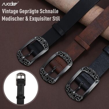 Жіночий шкіряний ремінь SUOSDEY Класичний чорний з квітковою пряжкою для джинсів, суконь, модних образів, 100 см, розмір талії 73-83 см