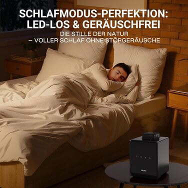 Зволожувач повітря для спальні та вітальні з верхнім заповненням, 3L, нержавіюча сталь, теплий туман, знищує 99,97% бактерій, з режимом сну, білий (чорний)