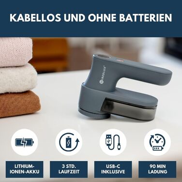 Електричний видалення ворсу та котушок для одягу Glacier – портативний прилад з 3 швидкостями та LED-дисплеєм, USB-зарядка, подвійний захист