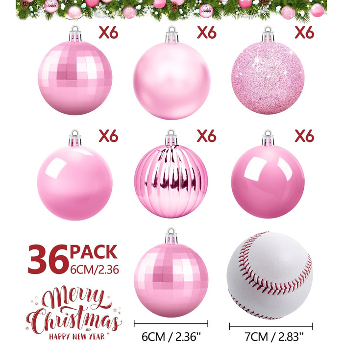 Набір прикрас на ялинку 36 шт. блакитні кулі, новорічний декор, ялинкові прикраси, блакитні кулі для ялинки, святковий декор для дому, 6 см