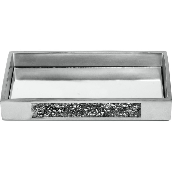 Набір аксесуарів для ванної кімнати Dwellza, сріблястий мозаїчний набір, 6 предметів, включає: дозатор мила, тримач для зубних щіток, стакан, мильниця, кришка для серветок, сміттєвий бачок (унікальний)