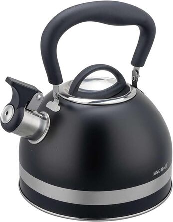 Чайник Kinghoff 1.8L з нержавіючої сталі з свистком, Induktion, матовий чорний KH-1858
