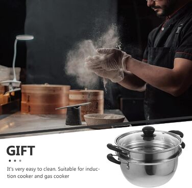 Пароварка Angoily з нержавіючої сталі: каструля для приготування їжі на пару, супів, яєць та овочів (супниця, пароварка, індукційний посуд)