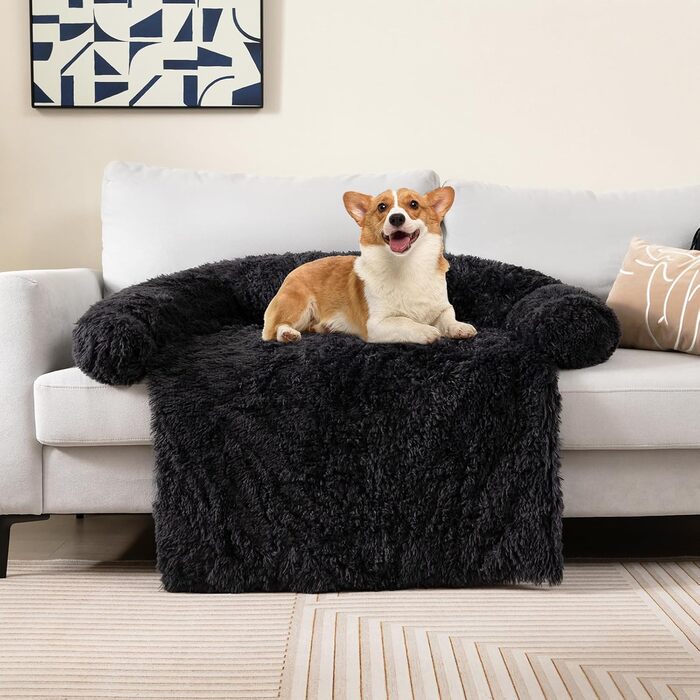 М'яке ліжко для собак Costway, захист дивану, подушка для собак, зручне плюшеве ліжко для маленьких, середніх та великих собак і котів, 112 x 101 x 18 см, сіро-білий колір