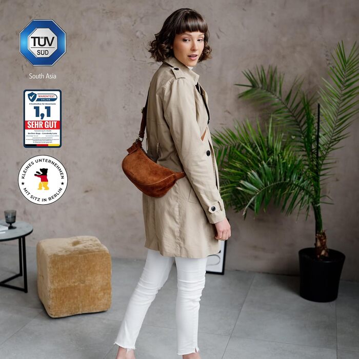 Сумка через плече Berliner Bags Luna, шкіряна жіноча напівмісяць, коричнева замша
