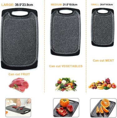 Набір обрізних дощок KIMIUP з пластику, 3 шт., з неслизькими ручками, BPA-Free, для кухні, набір, миючі в посудомийній машині