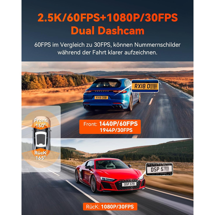 Відеореєстратор VANTRUE S1 Pro 2.5K + 1080P, GPS, WiFi, STARVIS, Паркування, Нічний режим, G-сенсор