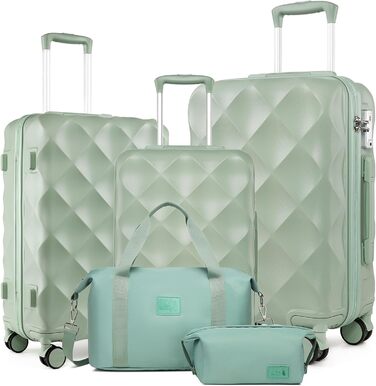 Набір валіз Sea Choice з жорстким корпусом (55/65/76 см) з TSA замком та 4 колесами. Включає: валізу, сумку для подорожей та кулькову сумку. Колір: м'ятно-зелений