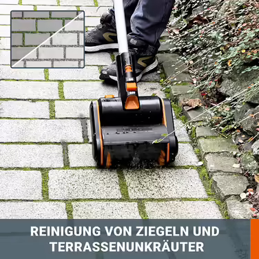 WORX WG441E.9 20V Cordless Multi-Brush - multifunctional surface brush for cleaning stone & wood surfaces & weed removal - integrated water connection - PowerShare compatible - without battery & charger