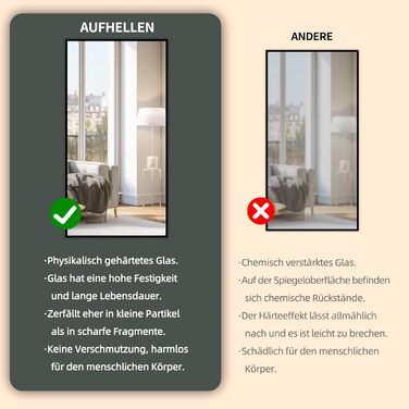 Aufhellender Standspiegel mit Metallrahmen