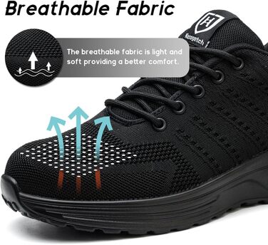 Легкі робочі черевики для чоловіків та жінок. Безпечні, спортивні, з металевим носком. Дихаючі робочі черевики, чорного кольору, розмір 42 EU.