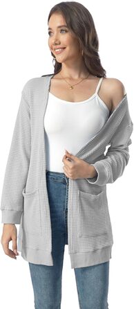 Кардиган чоловічий Daen Langar Casual Lang Elegant з відкритим передом, в'язаний, з кишенями (3XL, світло-сірий)