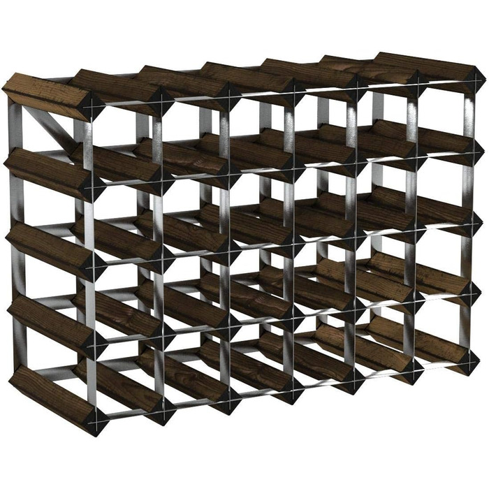 Cranville Wine Racks Classic 30 (6x4) Bottle Pine Wood and Galvanized Metal Wine Rack Fully Assembled (Brown, 136x66.5x74 cm)