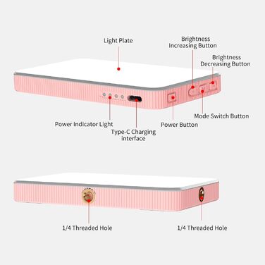 LED-відеолампа Newmowa NMW-80AI для селфі, TikTok, макіяжу та відеоконференцій (рожева)