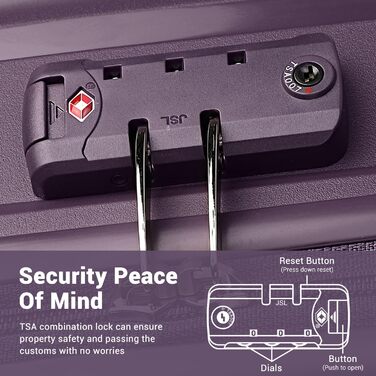 Набір валіз British Traveller Hartschalenkoffer Set: жорсткий корпус, TSA-замок, 8 коліщаток, 100% PP, ручна поклажа (фіолетовий, M)